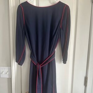 Boden navy and red tie front dress size 8